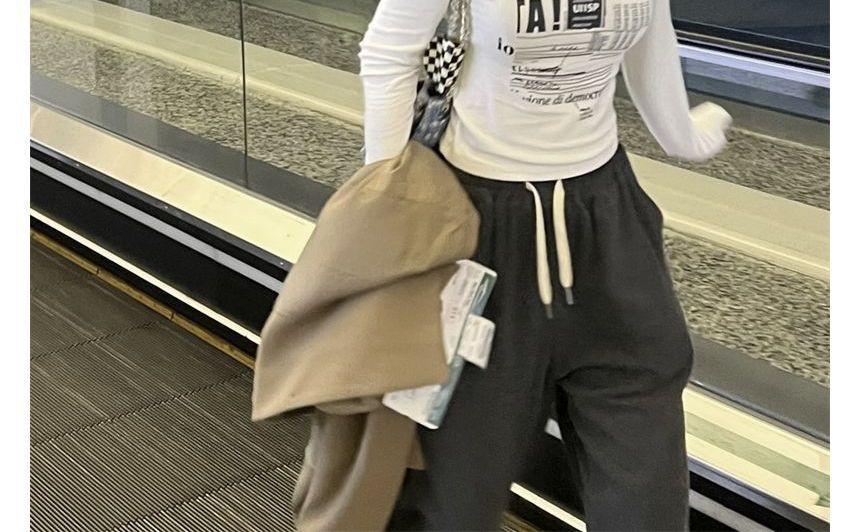 Cold-Shoulder Top Long-Sleeve Slim-Fit Print