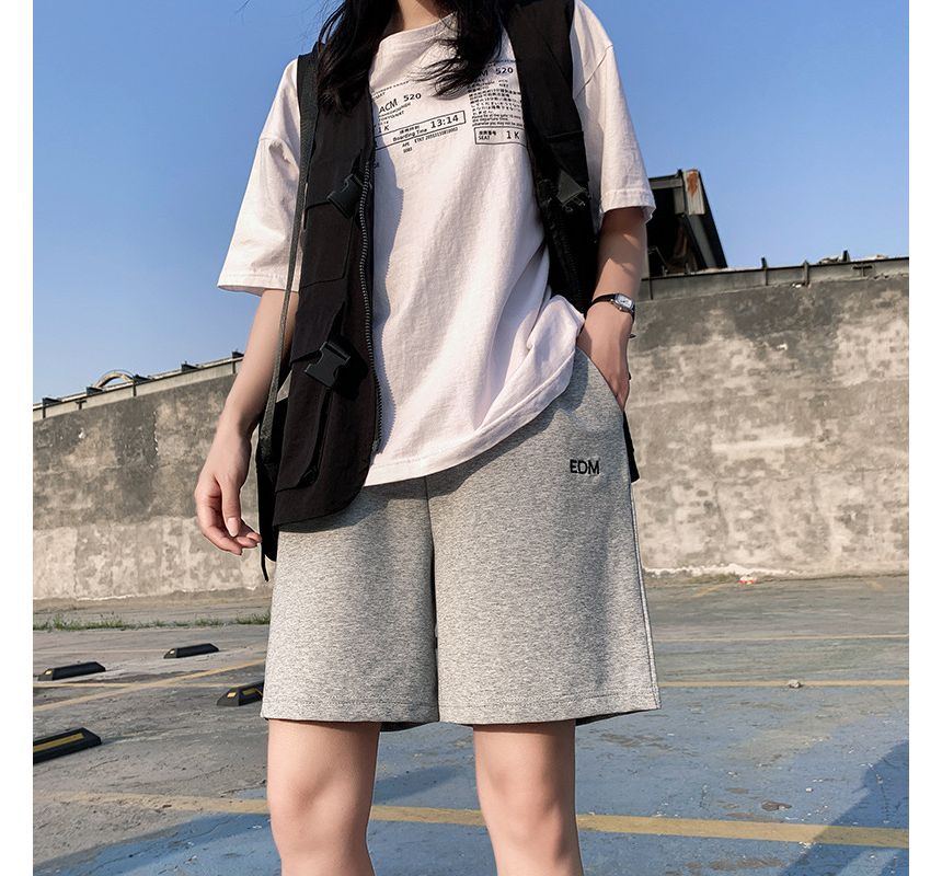 Letter Shorts Waist Embroidered High