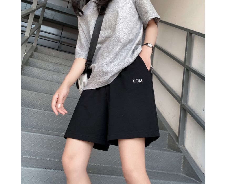 Letter Shorts Waist Embroidered High