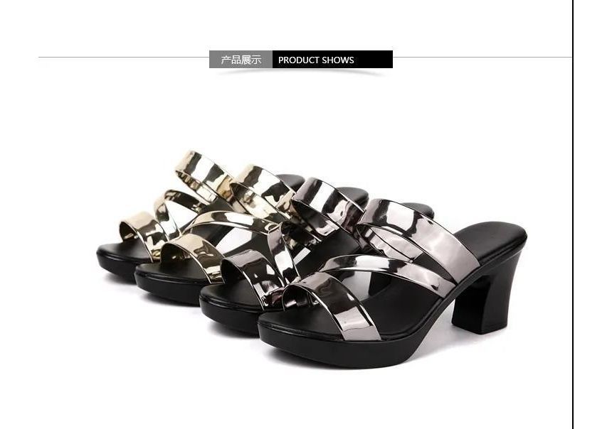 Heel Chunky Slide Sandals Strappy