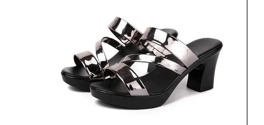 Heel Chunky Slide Sandals Strappy