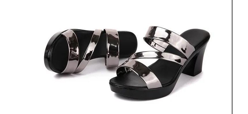 Heel Chunky Slide Sandals Strappy