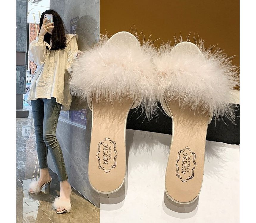 High Sandals Feather Heel Slide