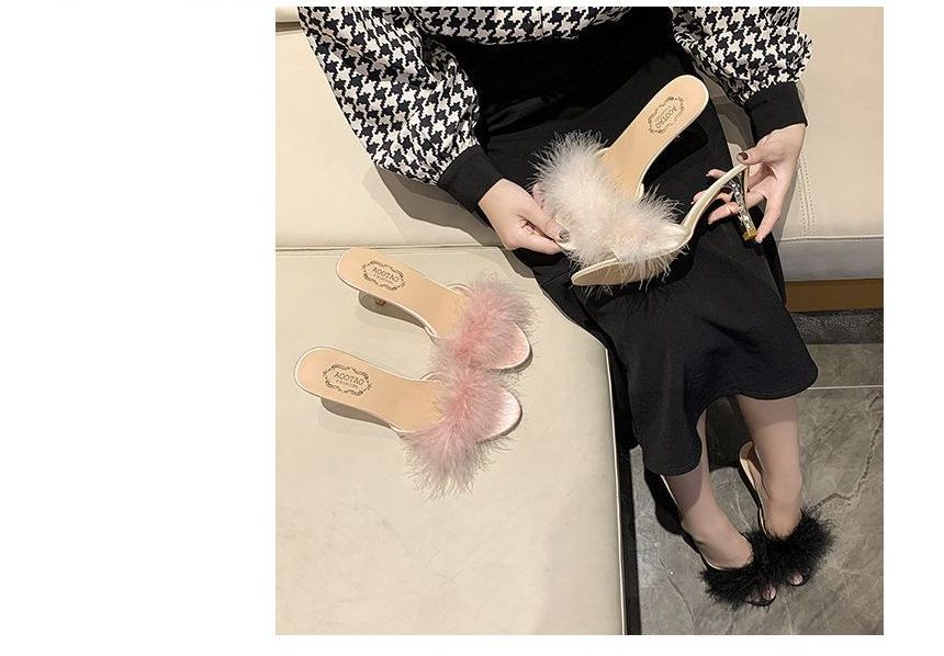 High Sandals Feather Heel Slide