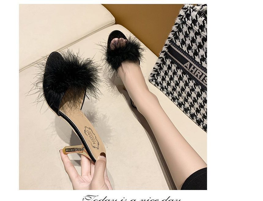 High Sandals Feather Heel Slide