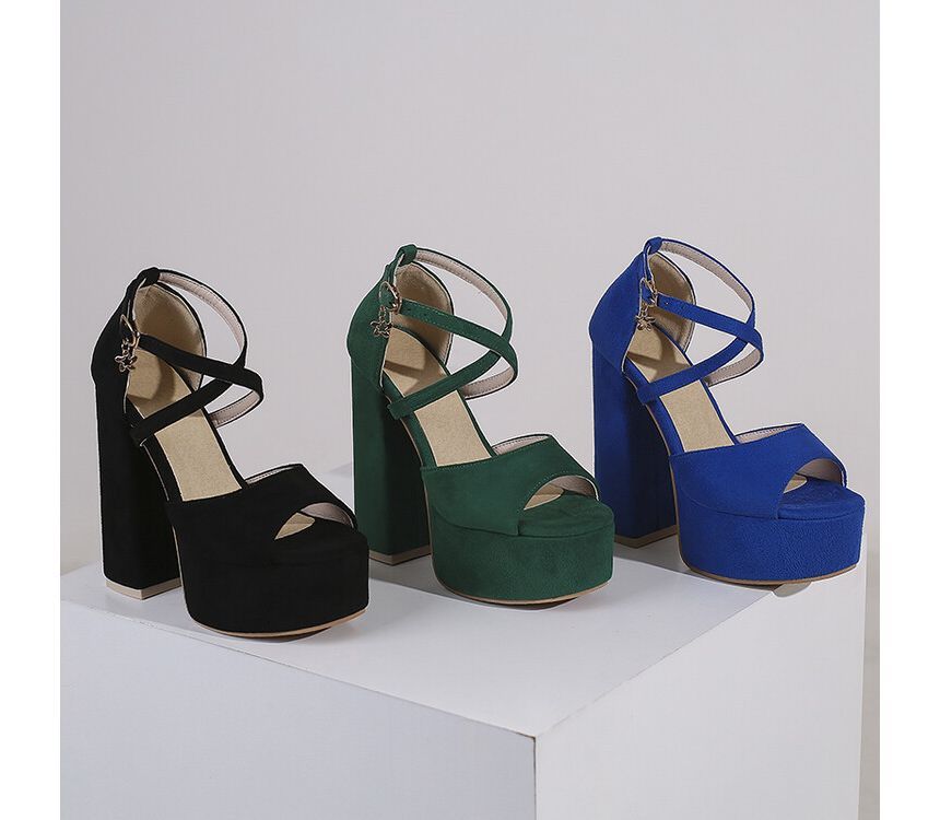 Strap Heel Platform Chunky Ankle Sandals
