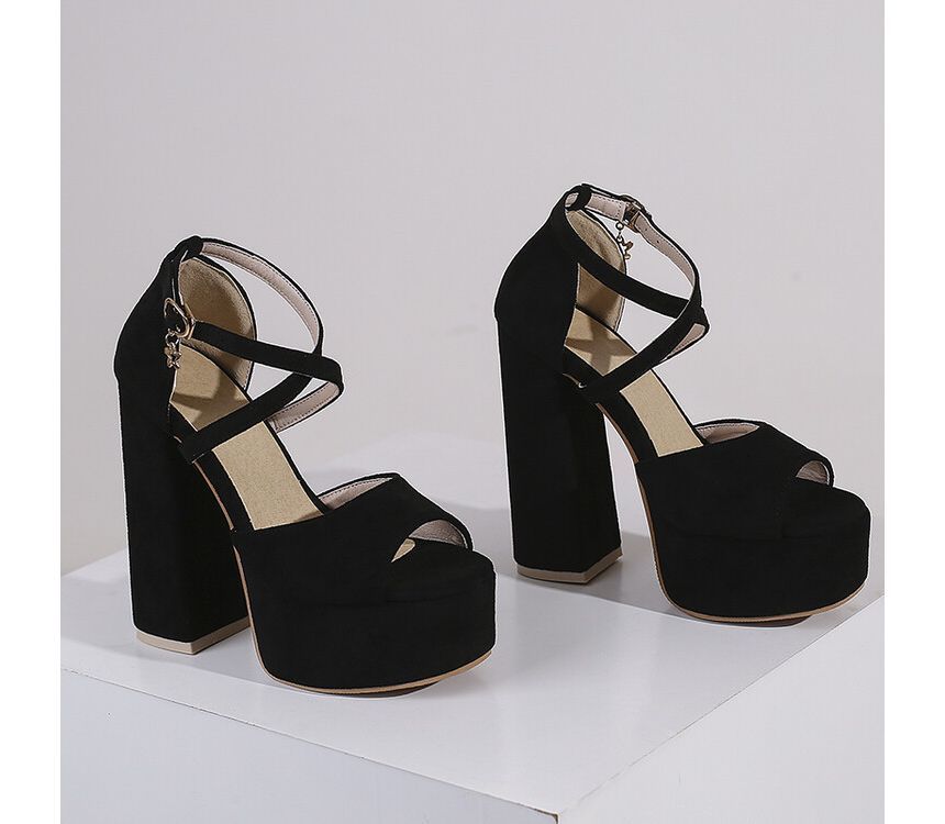 Strap Heel Platform Chunky Ankle Sandals