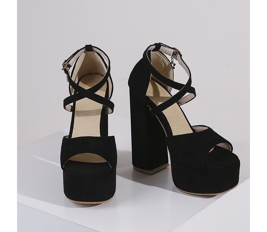 Strap Heel Platform Chunky Ankle Sandals