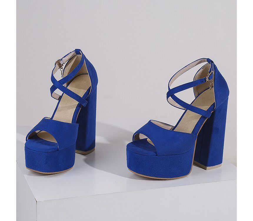 Strap Heel Platform Chunky Ankle Sandals
