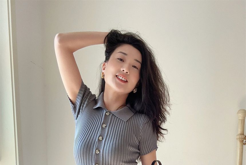 Plain Dress Sheath Knit Short-Sleeve Midi Polo