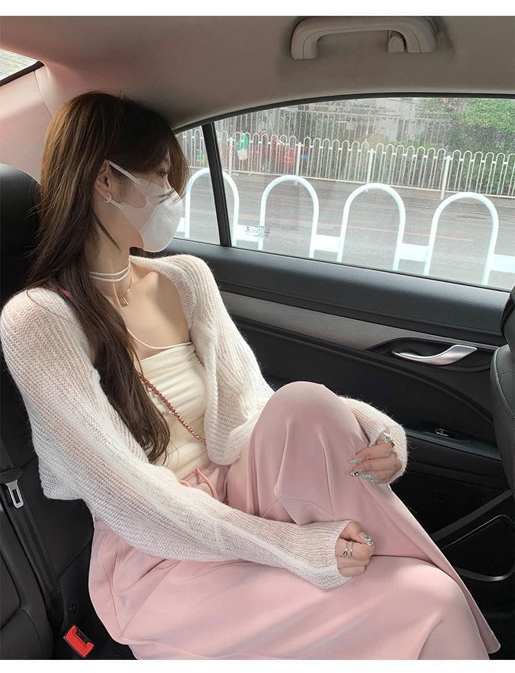 Plain Crop Open Front Cardigan