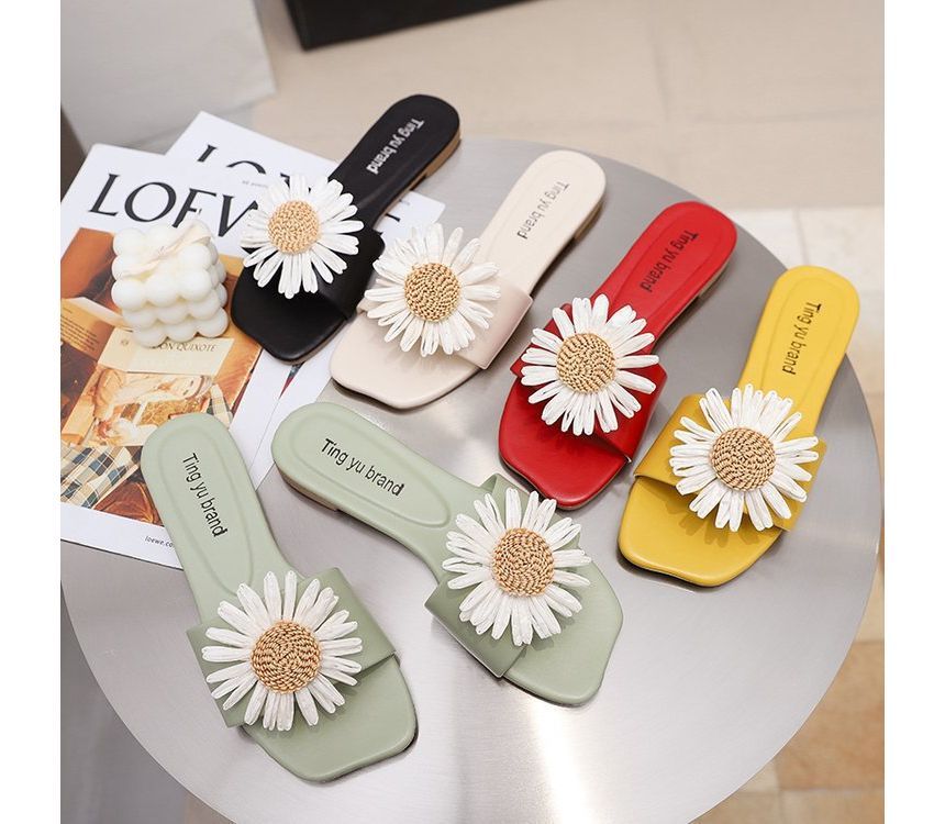 Applique Sandals Flower Slide