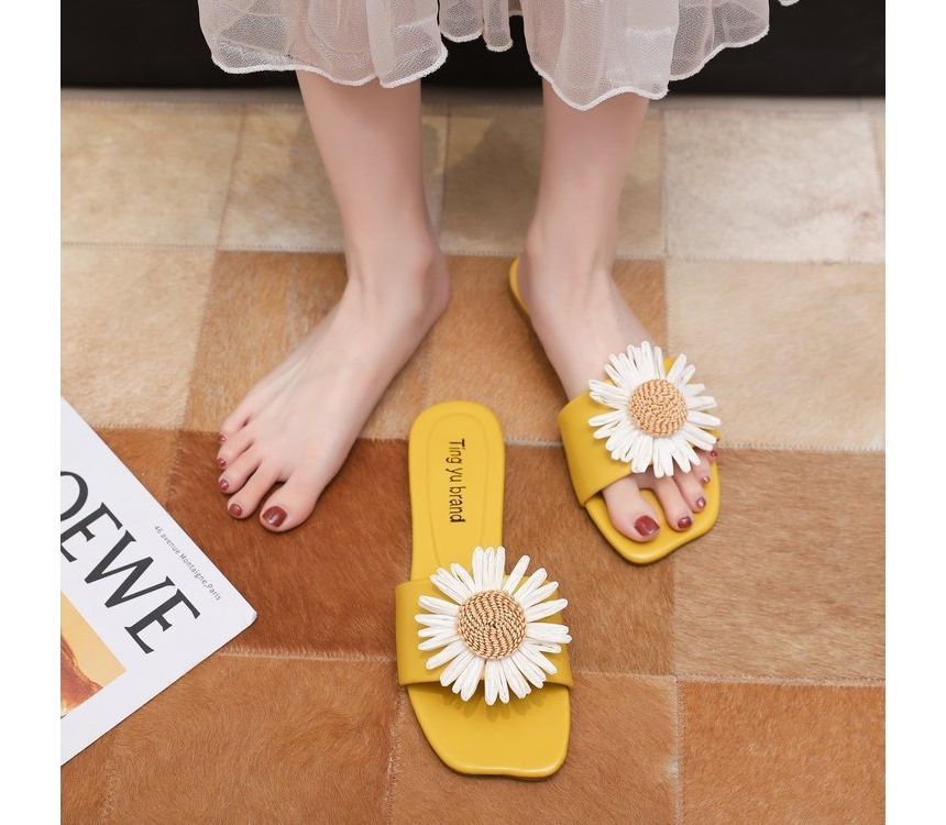 Applique Sandals Flower Slide