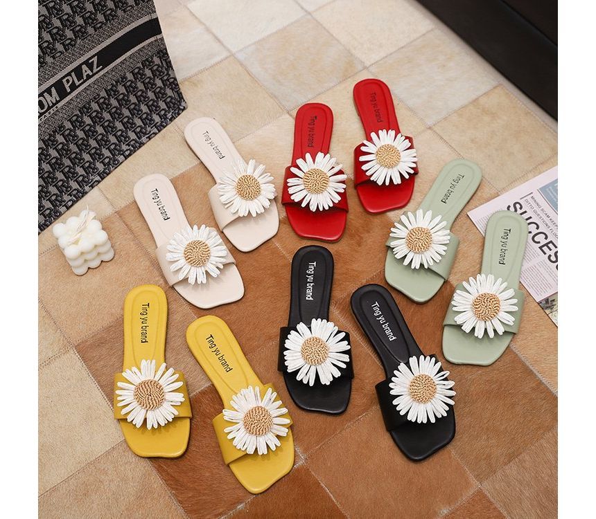 Applique Sandals Flower Slide