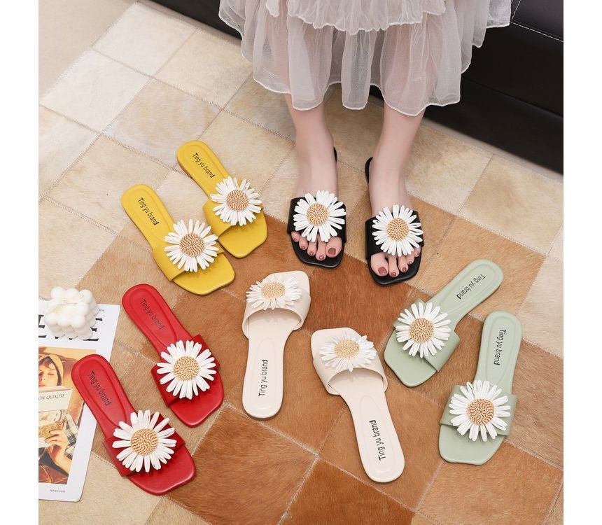 Applique Sandals Flower Slide