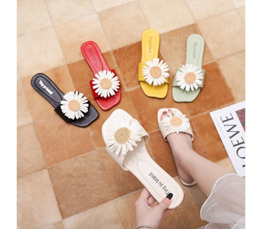 Applique Sandals Flower Slide