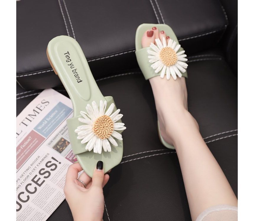 Applique Sandals Flower Slide