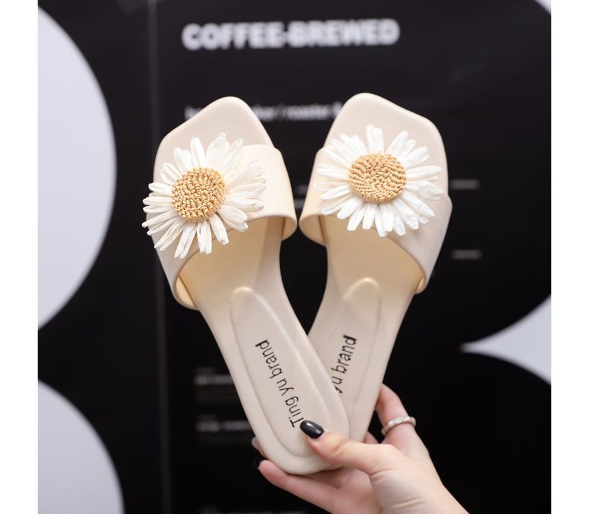 Applique Sandals Flower Slide