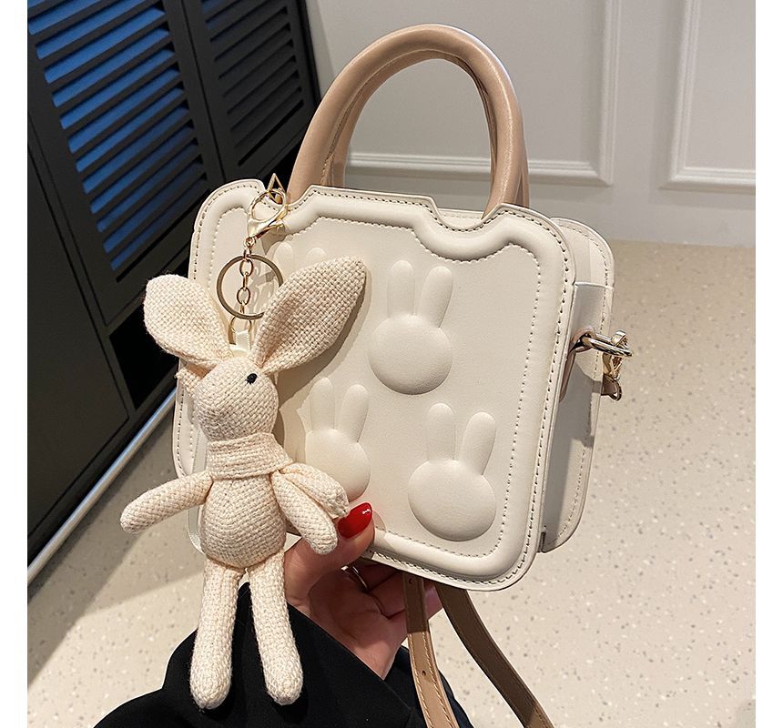 Leather Crossbody Bag Faux Top Handle Rabbit