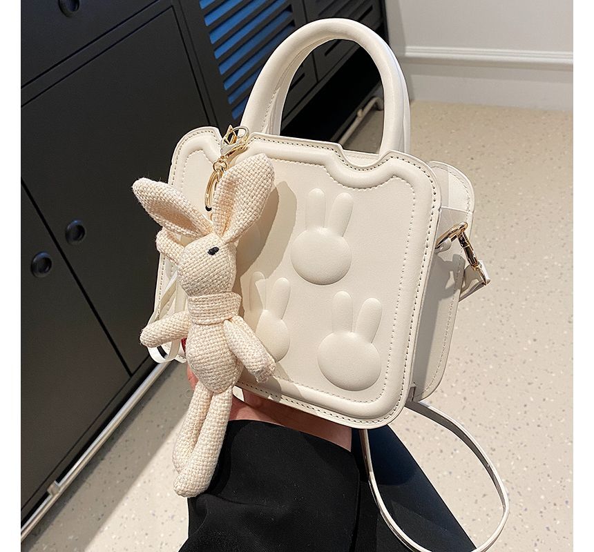 Leather Crossbody Bag Faux Top Handle Rabbit