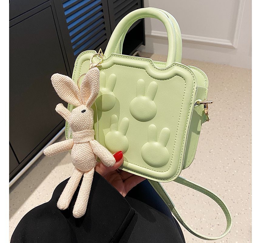 Leather Crossbody Bag Faux Top Handle Rabbit