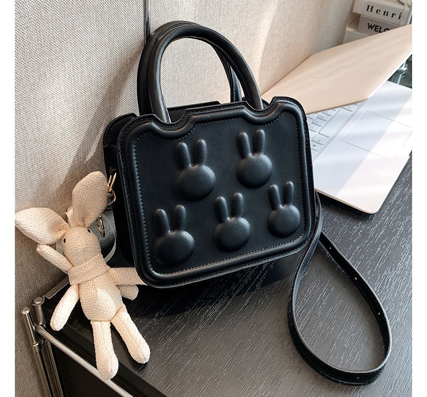 Leather Crossbody Bag Faux Top Handle Rabbit