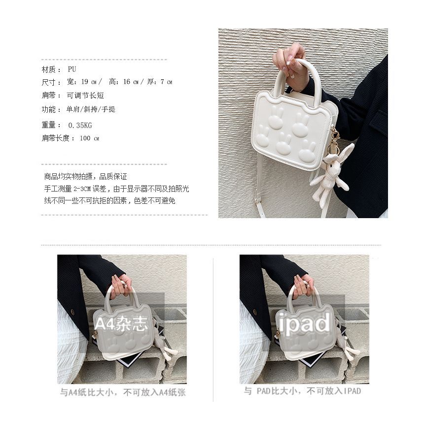 Leather Crossbody Bag Faux Top Handle Rabbit