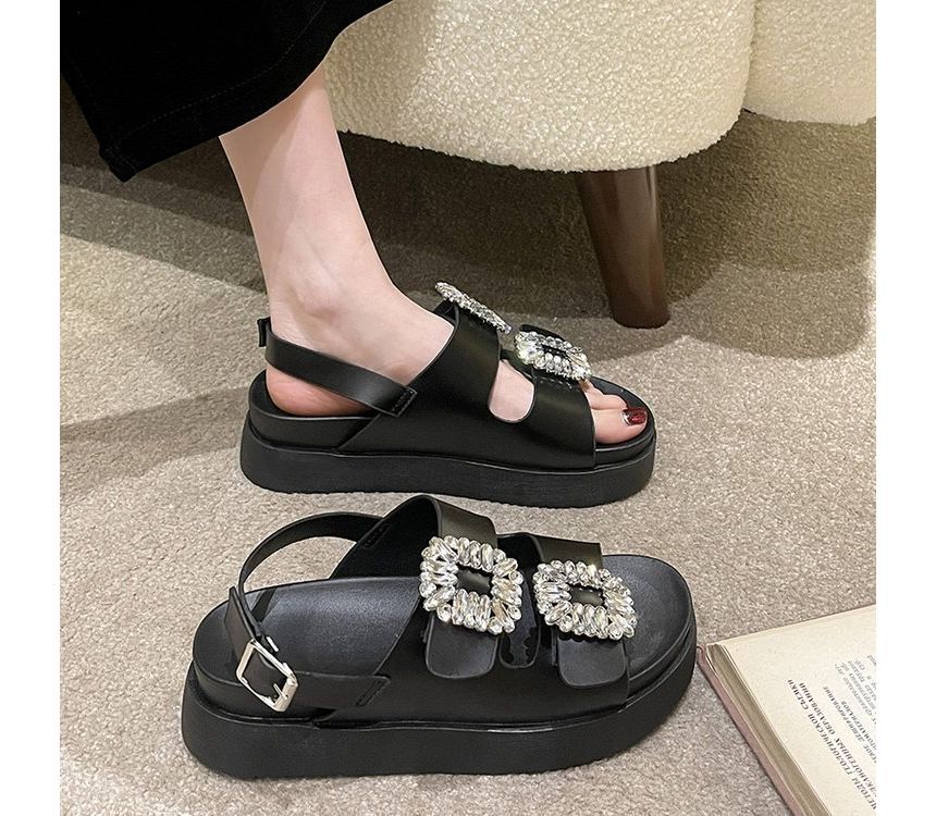 Platform Sandals Slingback Rhinestone