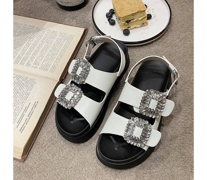 Platform Sandals Slingback Rhinestone