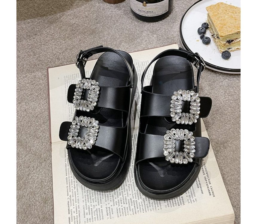 Platform Sandals Slingback Rhinestone