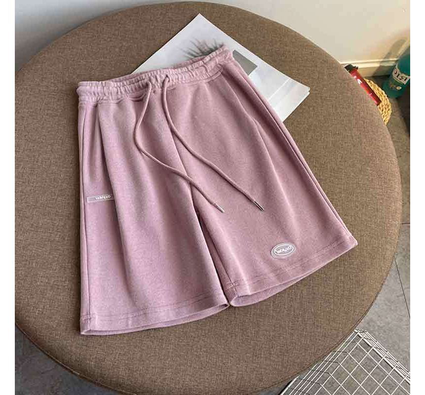 Drawstring Lettering Waist Shorts