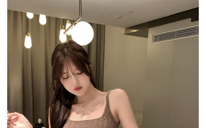 Mini Slim-Fit Spaghetti Dress Strap Knit