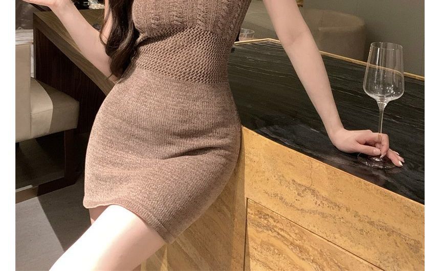 Mini Slim-Fit Spaghetti Dress Strap Knit