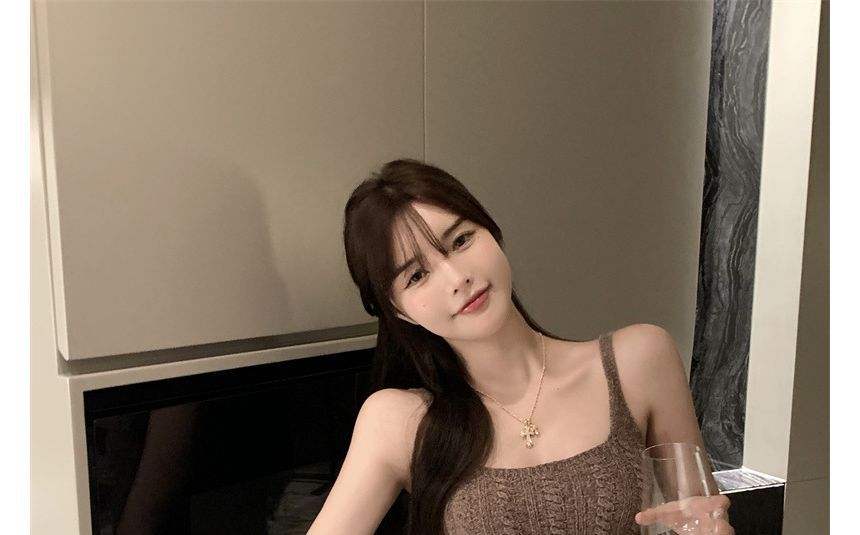 Mini Slim-Fit Spaghetti Dress Strap Knit