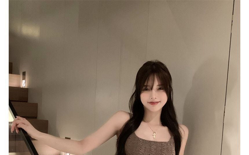 Mini Slim-Fit Spaghetti Dress Strap Knit