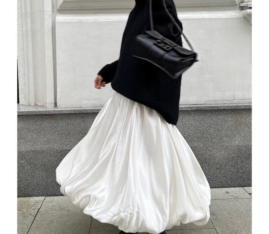 High Maxi Plain A-Line Waist Skirt