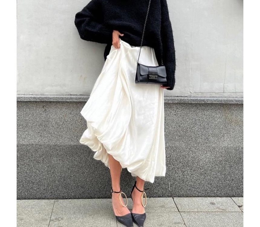 High Maxi Plain A-Line Waist Skirt