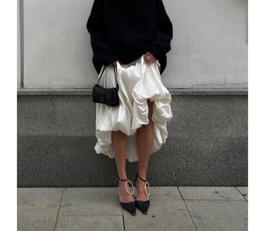 High Maxi Plain A-Line Waist Skirt