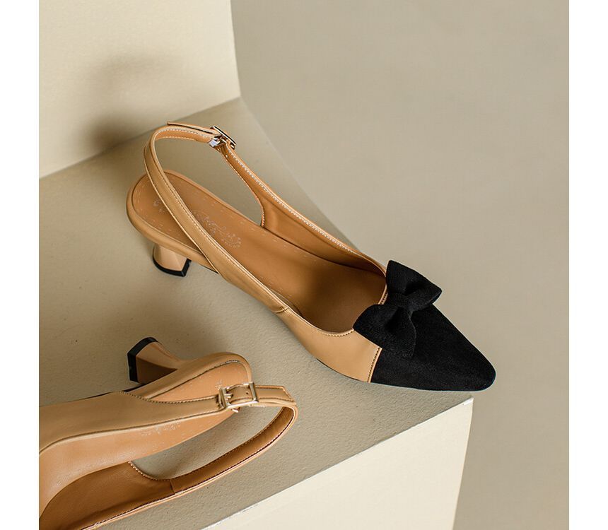Toe Slingback Sandals Cap Pointed Kitten Heel