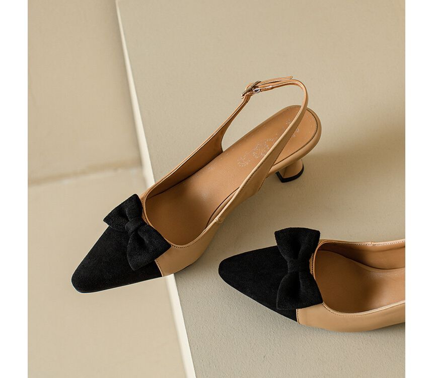 Toe Slingback Sandals Cap Pointed Kitten Heel