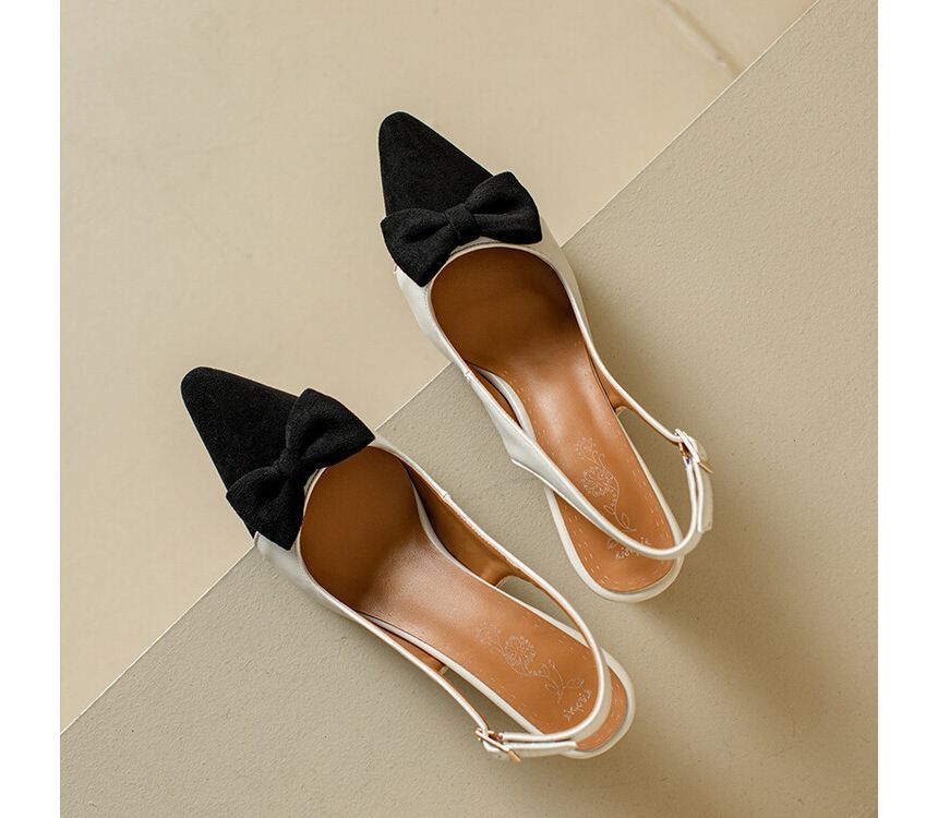 Toe Slingback Sandals Cap Pointed Kitten Heel