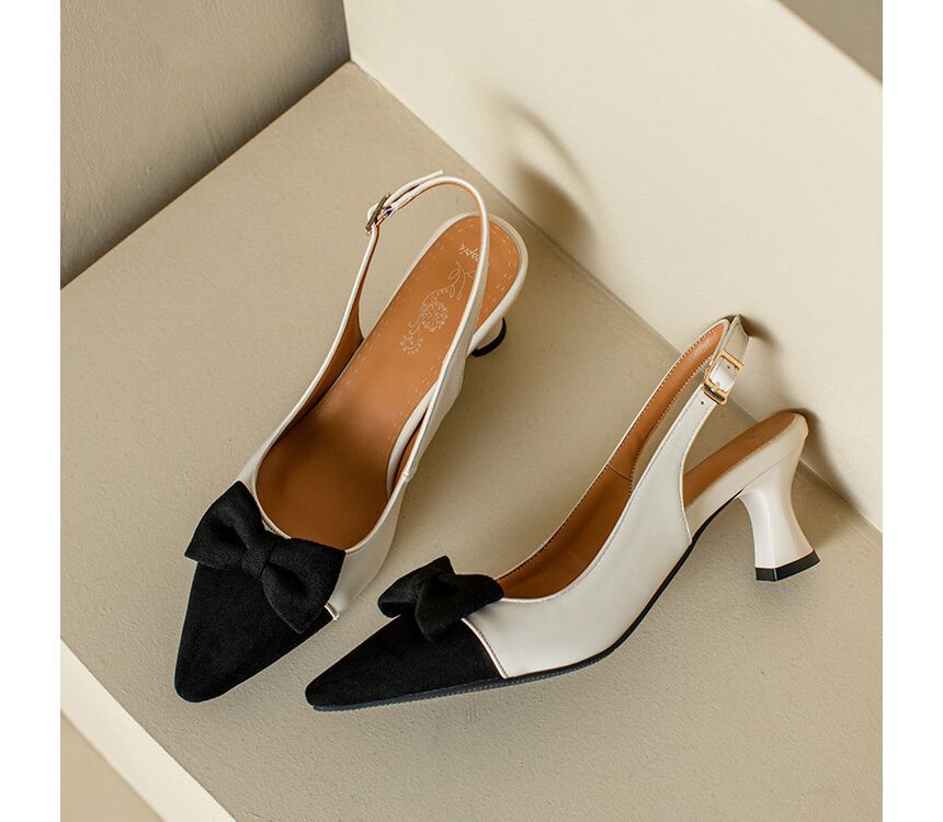 Toe Slingback Sandals Cap Pointed Kitten Heel