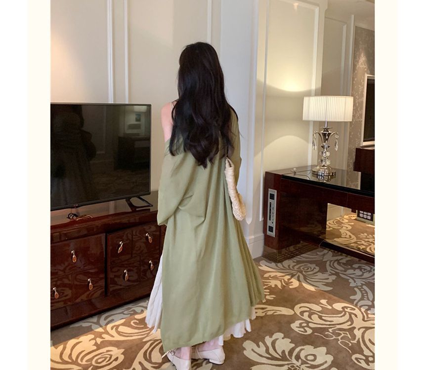 Front Open Cardigan Midi Plain