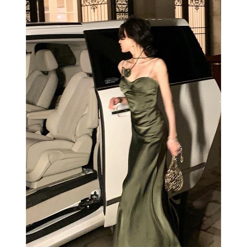 Dress Neck Mermaid Scoop Plain Evening Strap Gown Spaghetti