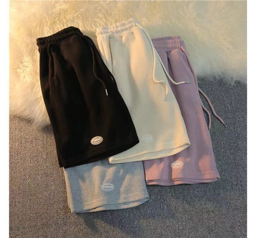 Sweat Plain Drawstring Shorts Waist