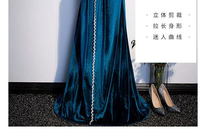 Strapless Rhinestone Trumpet Evening Gown