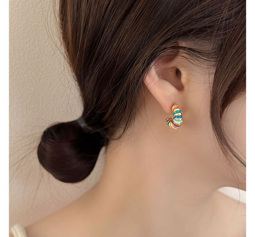 (various designs) Earring Alloy Hoop Open Glaze /