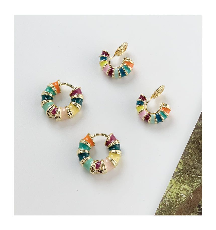 (various designs) Earring Alloy Hoop Open Glaze /