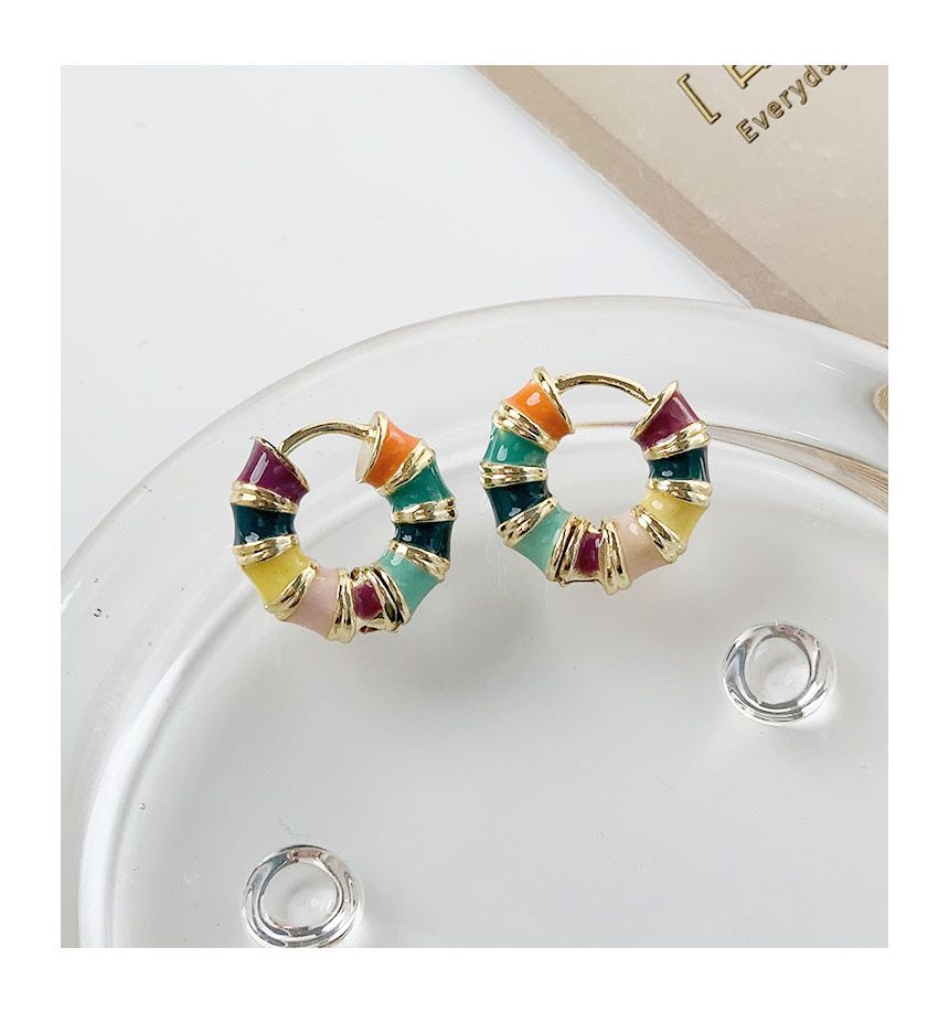 (various designs) Earring Alloy Hoop Open Glaze /