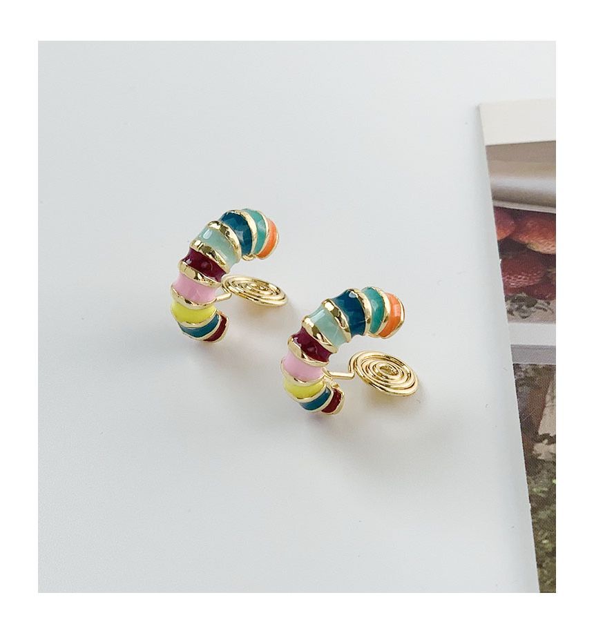 (various designs) Earring Alloy Hoop Open Glaze /